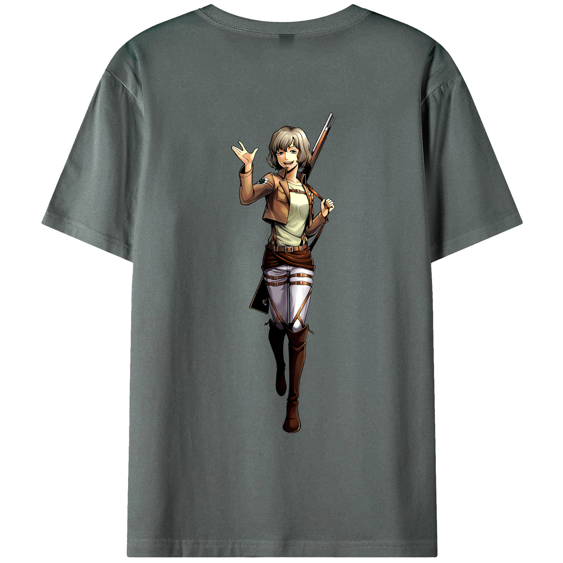 （画像用） 進撃の巨人 ヒツチ Attack on Titan Hitch 綿100％ メンズ半袖Tシャツ（バックプリント） 通気性